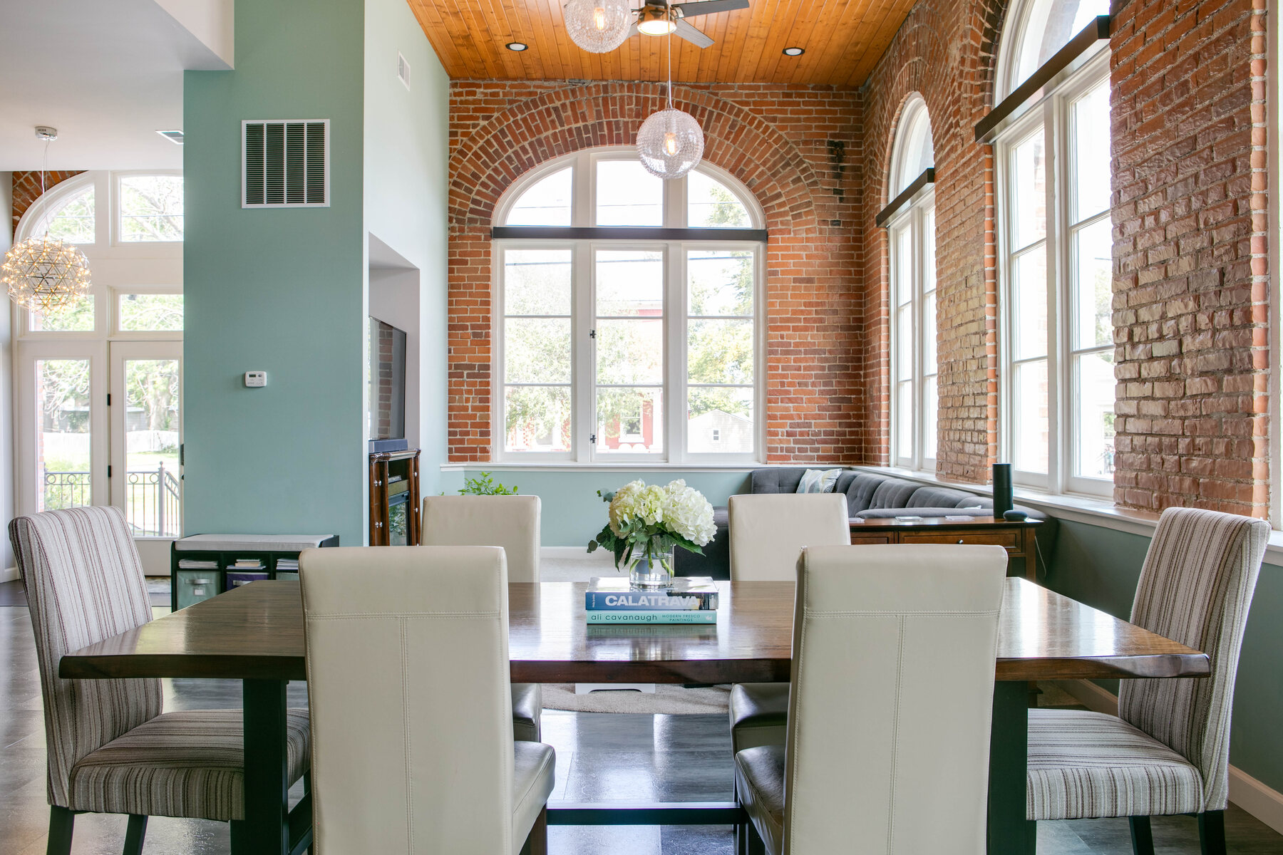 Dining and living areas in brewery residence