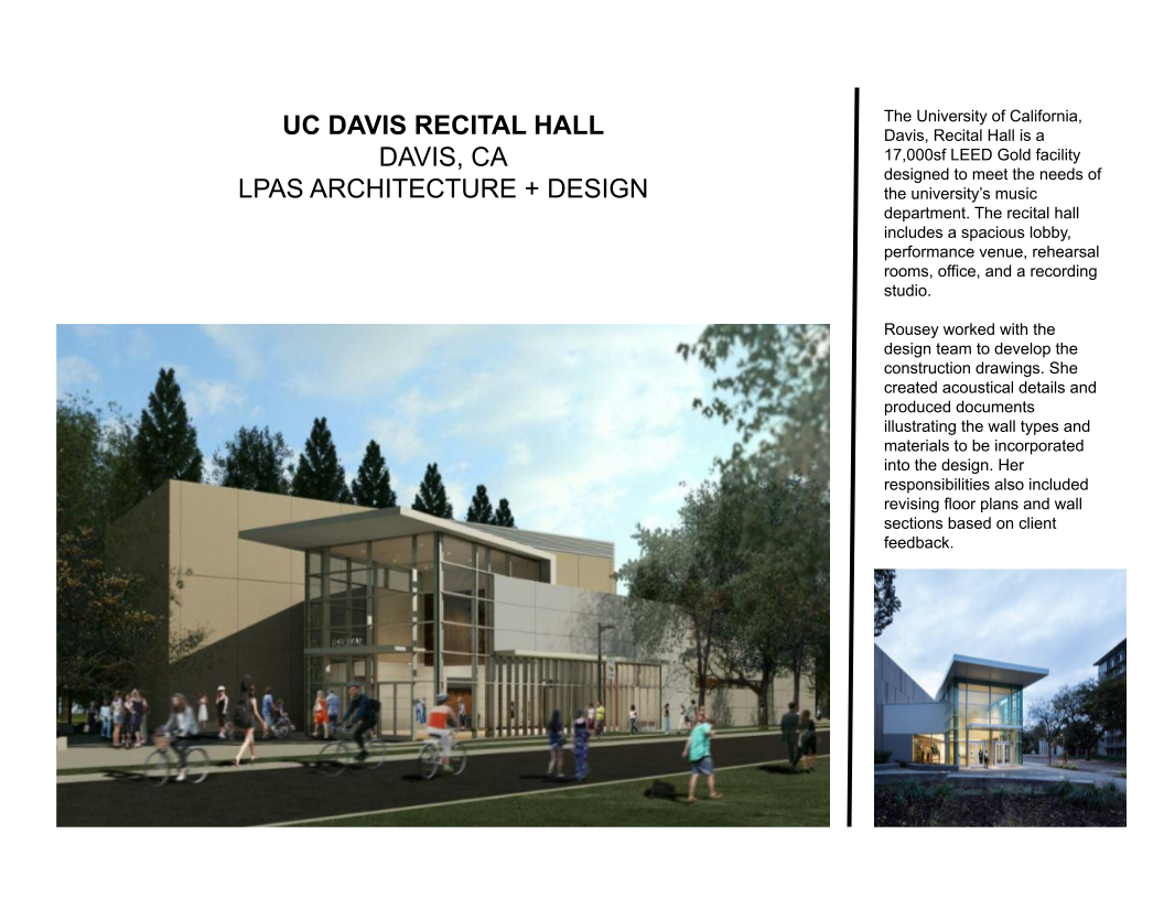UC Davis recital hall project board